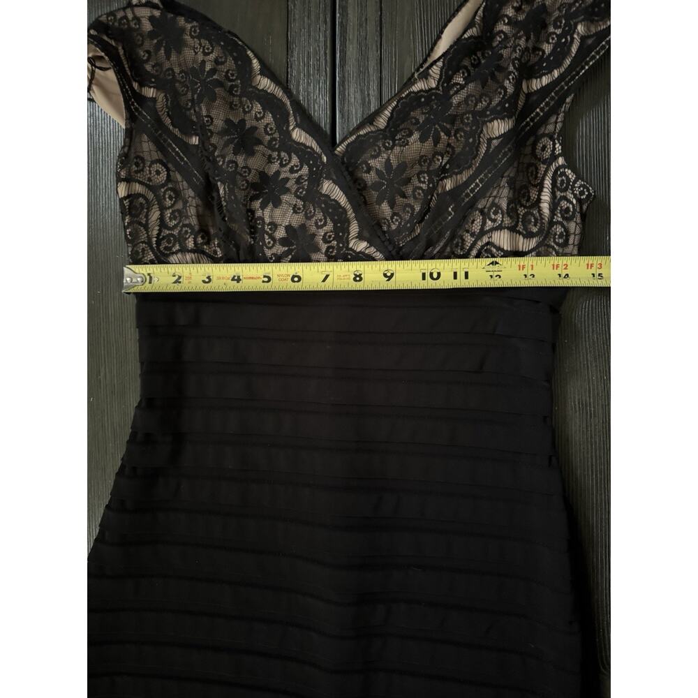 Adrianna Papell Midi Dress Size 8 Black Lace Cap Sleeves Cocktail Party Evening - Picture 5 of 14